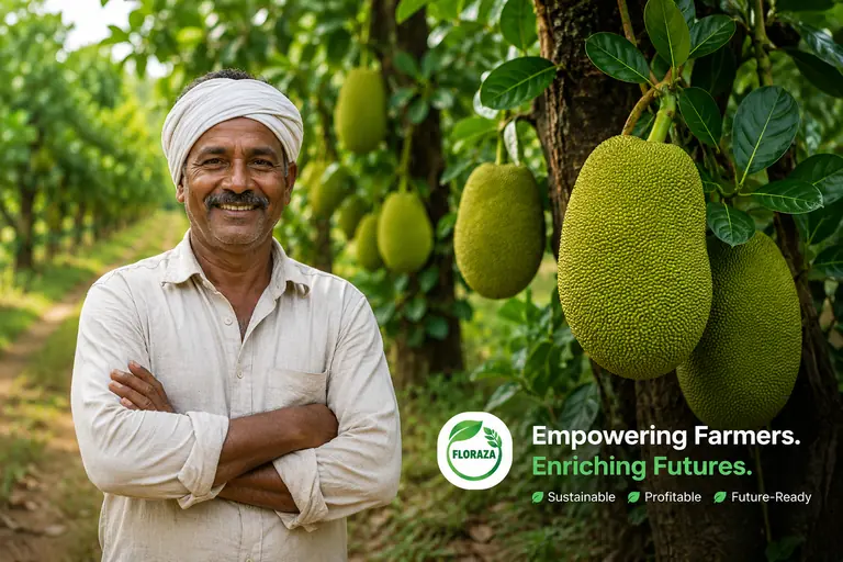 Floraza farmer in a jackfruit orchard